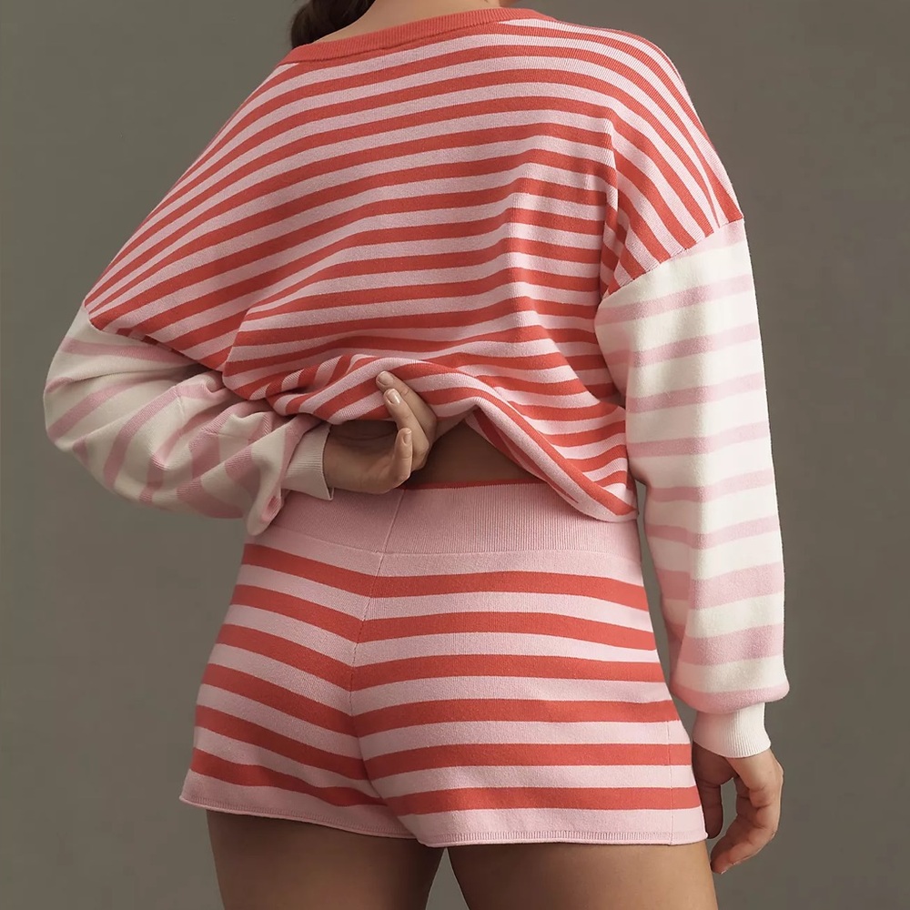*SOLD* Anthropologie x Daily Practice Striped Sweater Shorts Pink Size 2X - Picture 4 of 13
